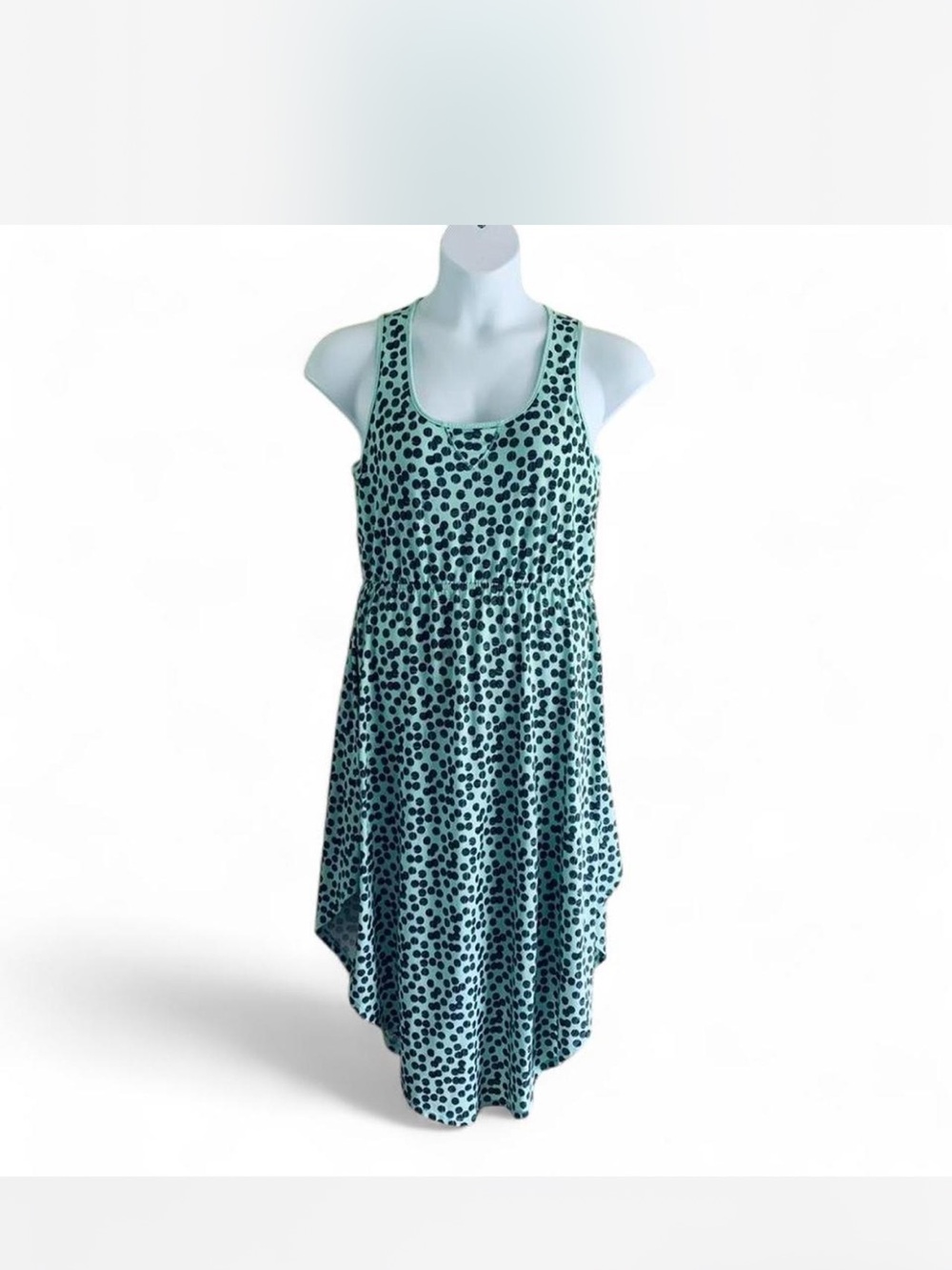 Xhilaration Retro Fun Mint Green Dress with Dark Gray Polka Dots size L